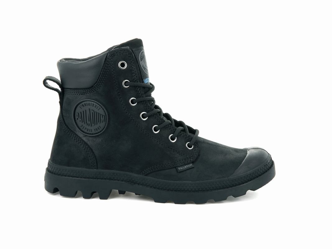 Palladium Pampa Cuff Wp Lux Mens Waterproof Boots Black Australia [NHXZSU-807]